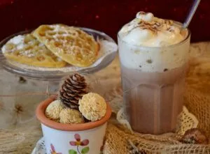 Hot chocolate with cream and marshmallow